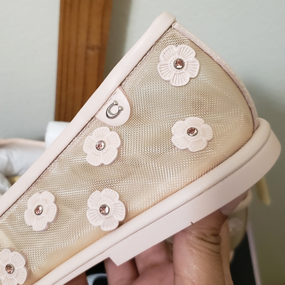 Coach Emilia Floral Mesh Mary Janes - Cream and Pink - Picture 3 of 12